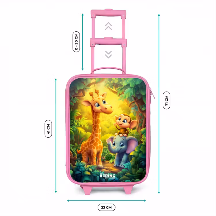 Valise enfant - Rose - Girafe, éléphant et singe dans la forêt — 6