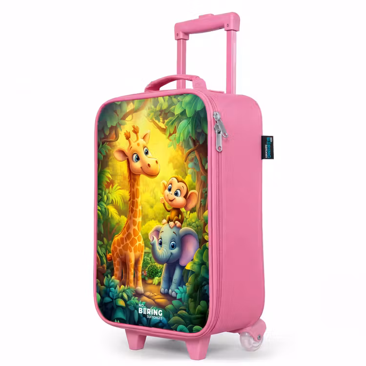 Valise enfant - Rose - Girafe, éléphant et singe dans la forêt — 8
