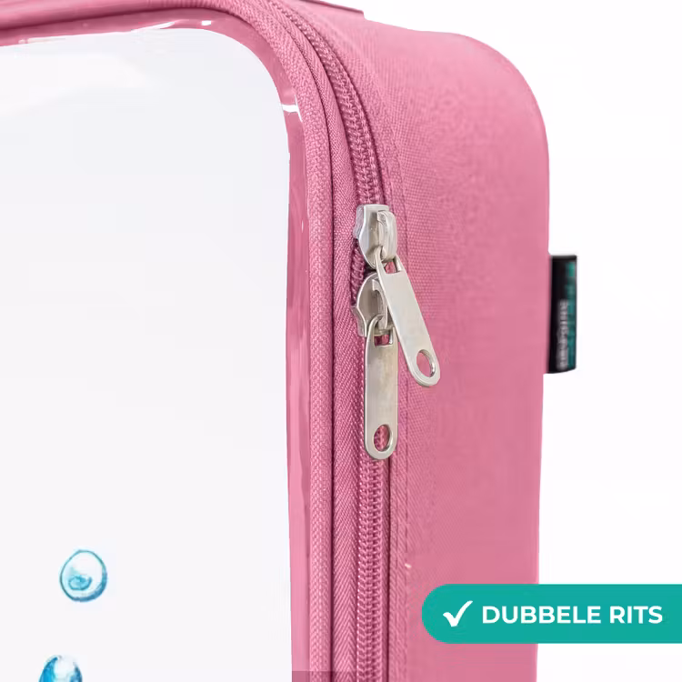 Valise enfant - Rose - Hippocampe bleu avec de grands yeux et des bulles — 7