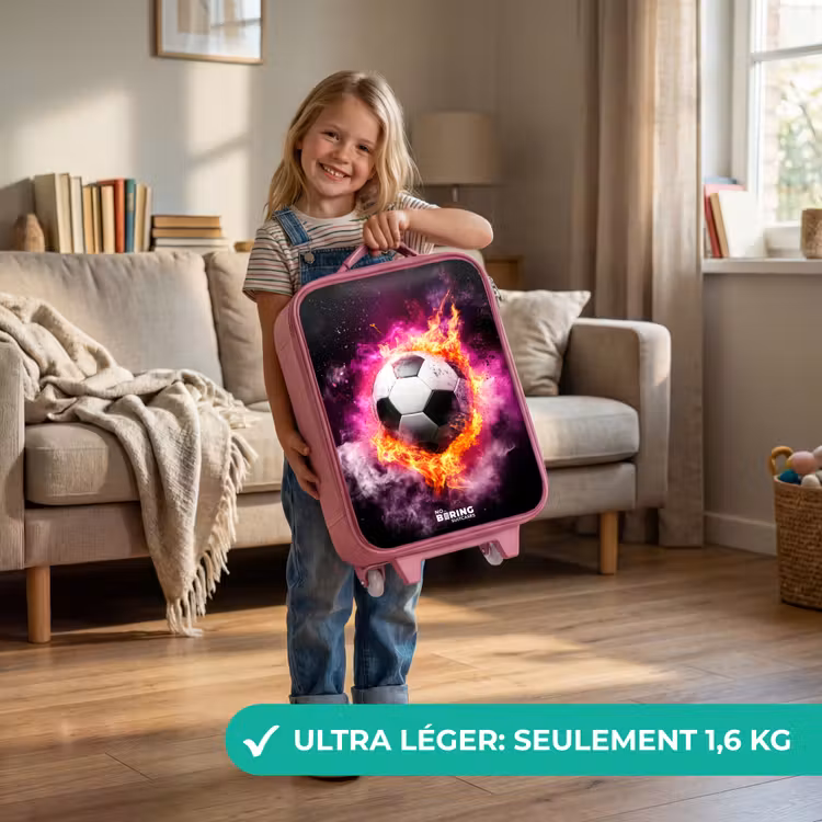 Valise enfant - Rose - Le football dans l'explosion d'un incendie rose — 3