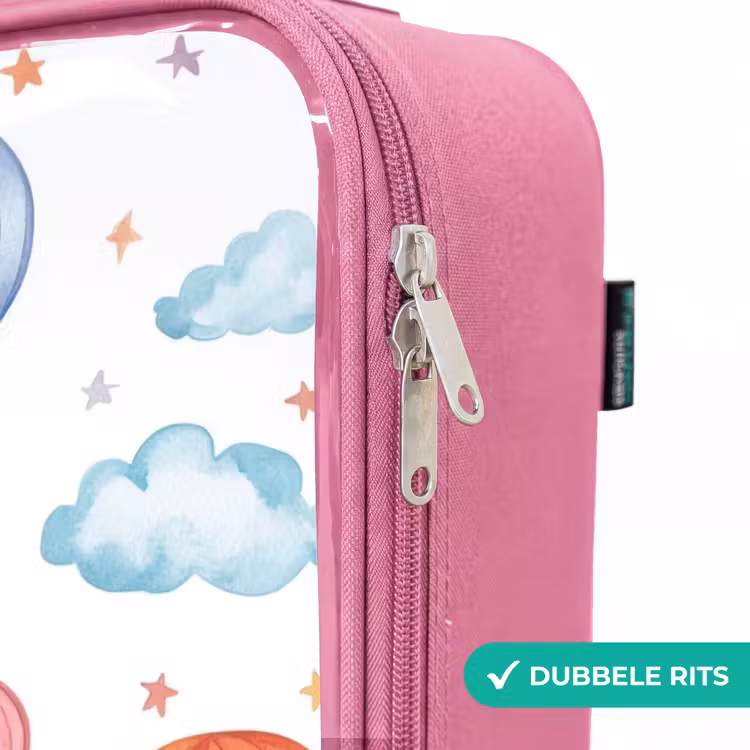 Valise enfant - Rose - Montgolfières colorées avec étoiles et nuages — 7
