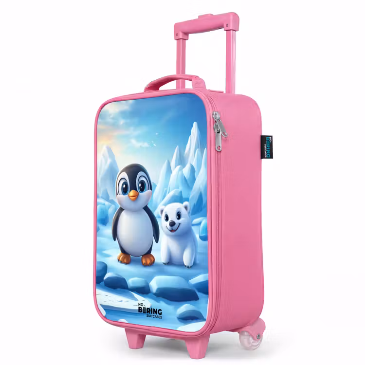 Valise enfant - Rose - Pingouin et ours polaire sur la banquise — 8