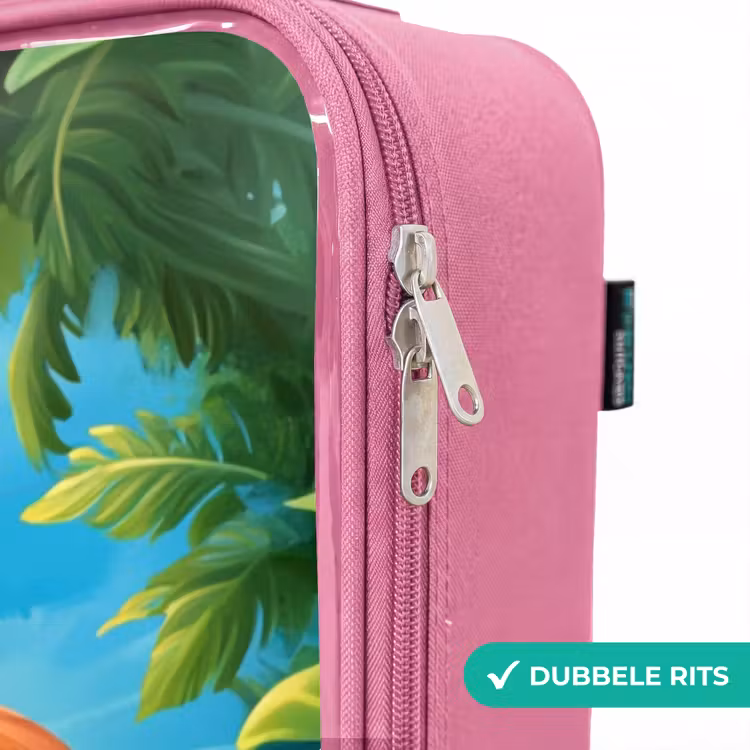Valise enfant - Rose - Tortue dans l'eau tropicale avec flamant rose — 7