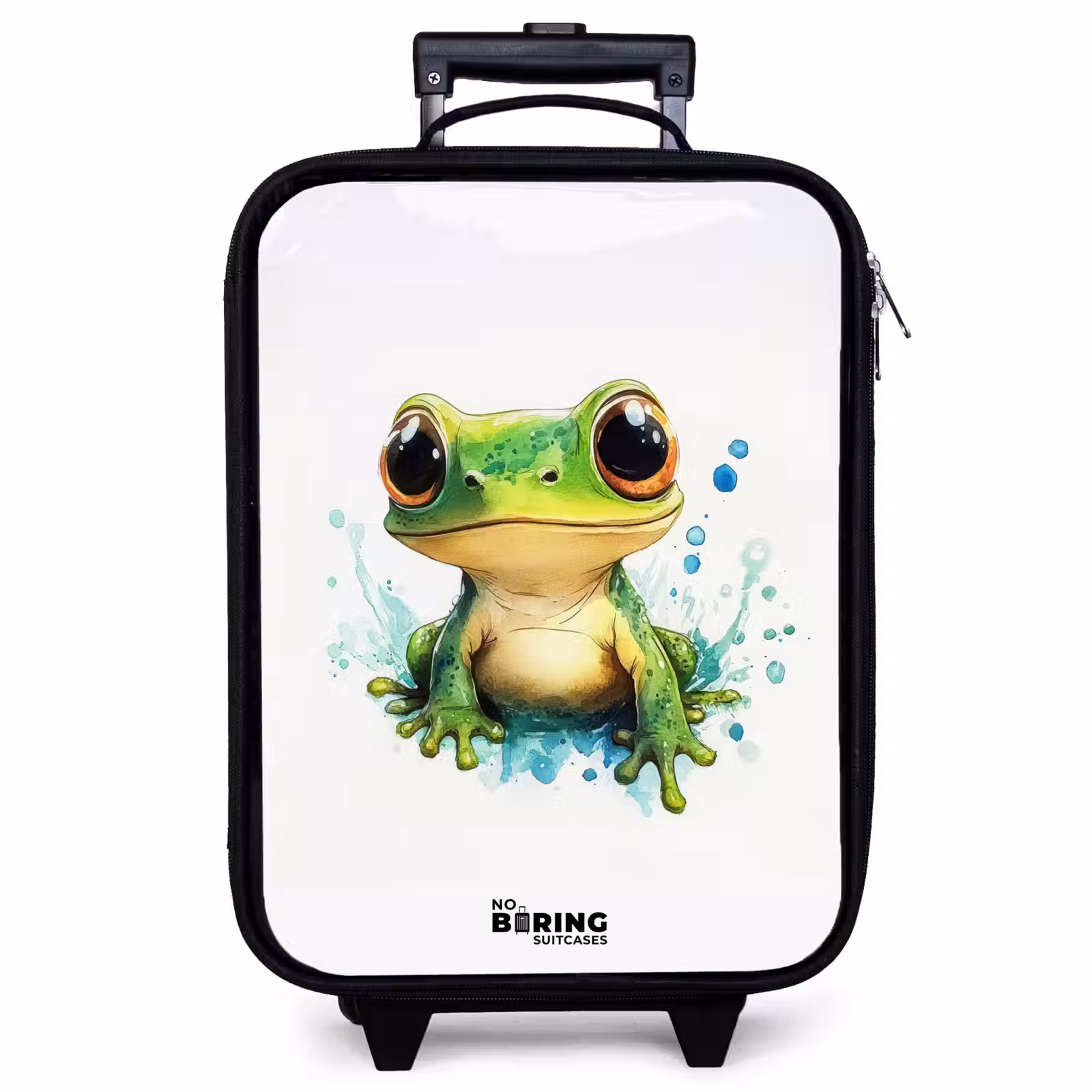 Valise enfant - Grenouille verte avec de grands yeux sur fond blanc — 1