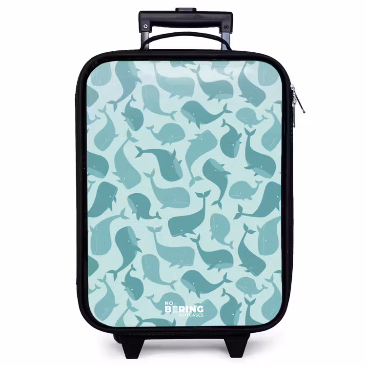 Valise enfant - Baleines stylisées dans des tons de vert de mer — 1