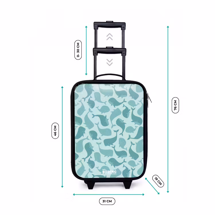 Valise enfant - Baleines stylisées dans des tons de vert de mer — 7