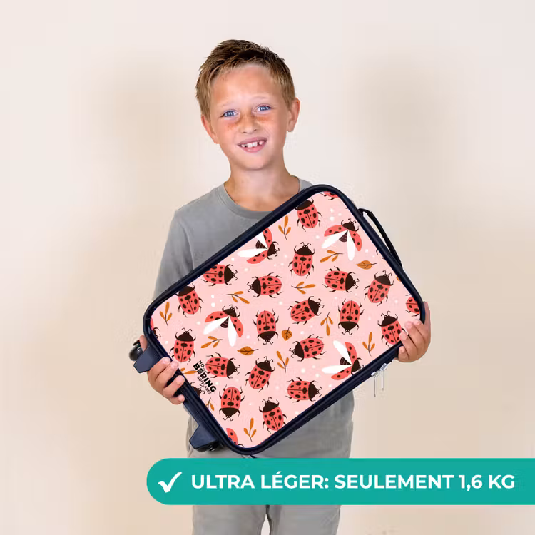 Valise enfant - Coccinelles rouges sur fond rose — 2