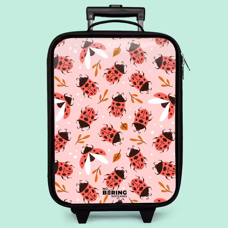 Valise enfant - Coccinelles rouges sur fond rose — 3