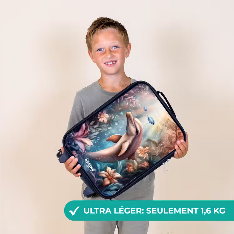 Valise enfant - Dauphin et poisson dans un monde de fleurs sous-marines — 2