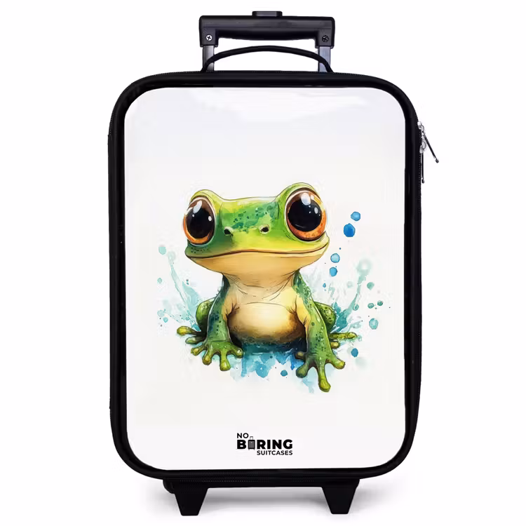 Valise enfant - Grenouille verte avec de grands yeux sur fond blanc — 1