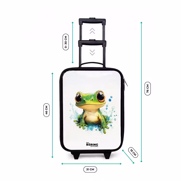 Valise enfant - Grenouille verte avec de grands yeux sur fond blanc — 7