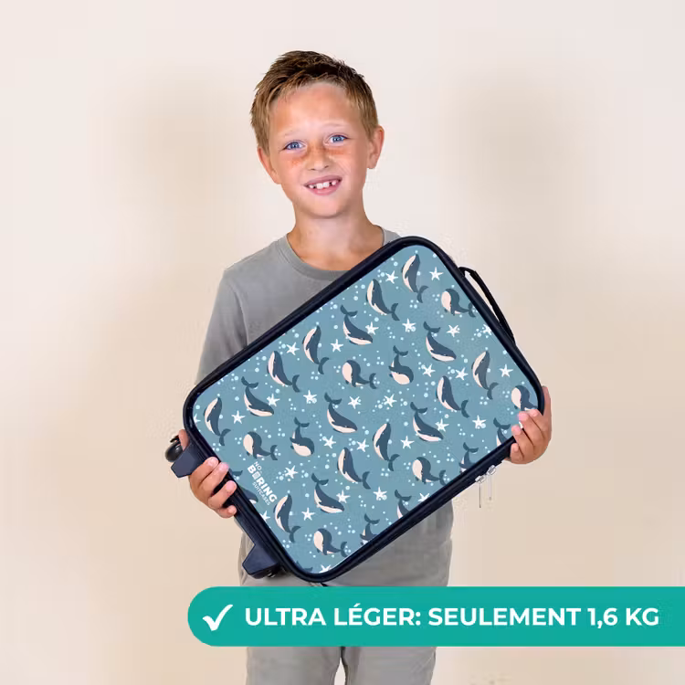 Valise enfant - Motif de baleine bleu foncé avec étoile de mer — 2