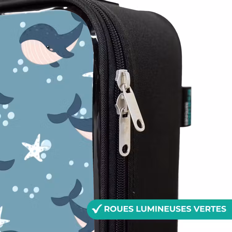 Valise enfant - Motif de baleine bleu foncé avec étoile de mer — 6