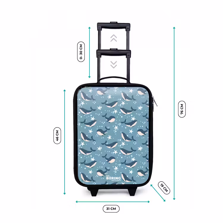 Valise enfant - Motif de baleine bleu foncé avec étoile de mer — 7