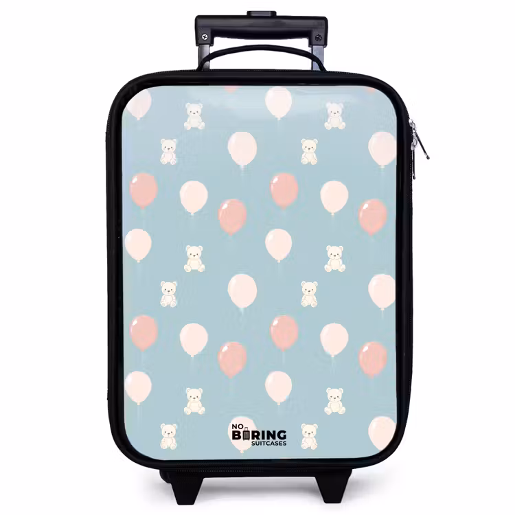 Valise enfant - Ours en montgolfière parmi les nuages et les ballons — 1