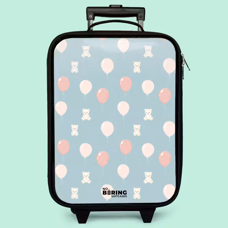 Valise enfant - Ours en montgolfière parmi les nuages et les ballons — 3