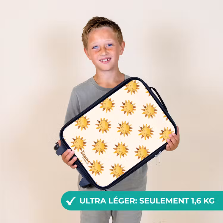 Valise enfant - Soleil souriant en motif sur fond beige — 2