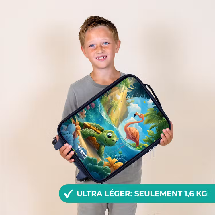 Valise enfant - Tortue dans l'eau tropicale avec flamant rose — 2