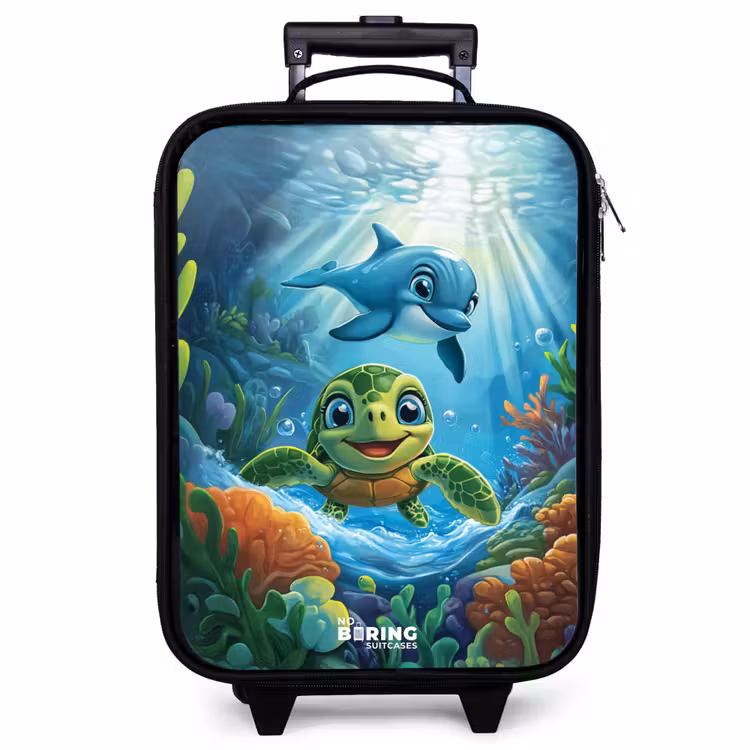 Valise enfant - Tortue et dauphin dans l'océan bleu — 1