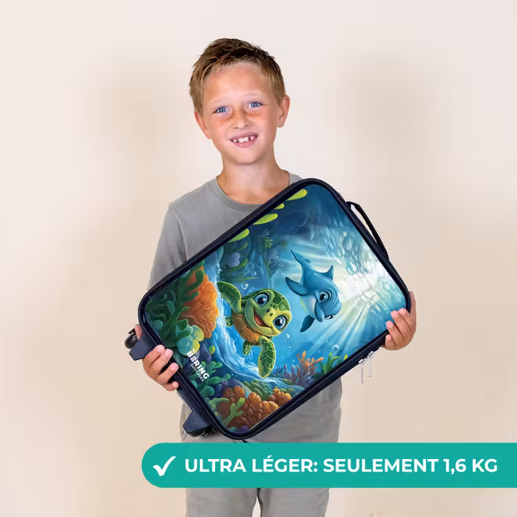 Valise enfant - Tortue et dauphin dans l'océan bleu — 2