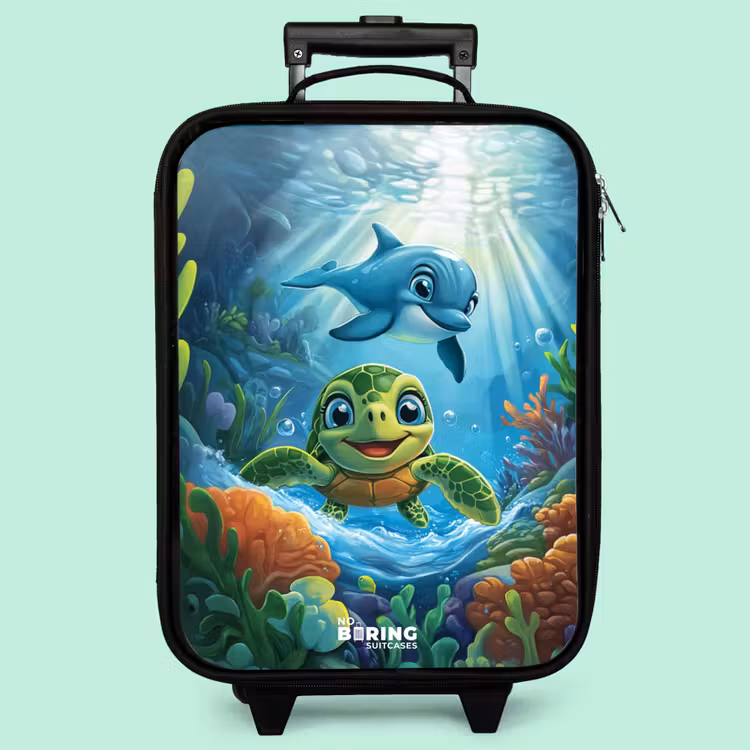Valise enfant - Tortue et dauphin dans l'océan bleu — 3