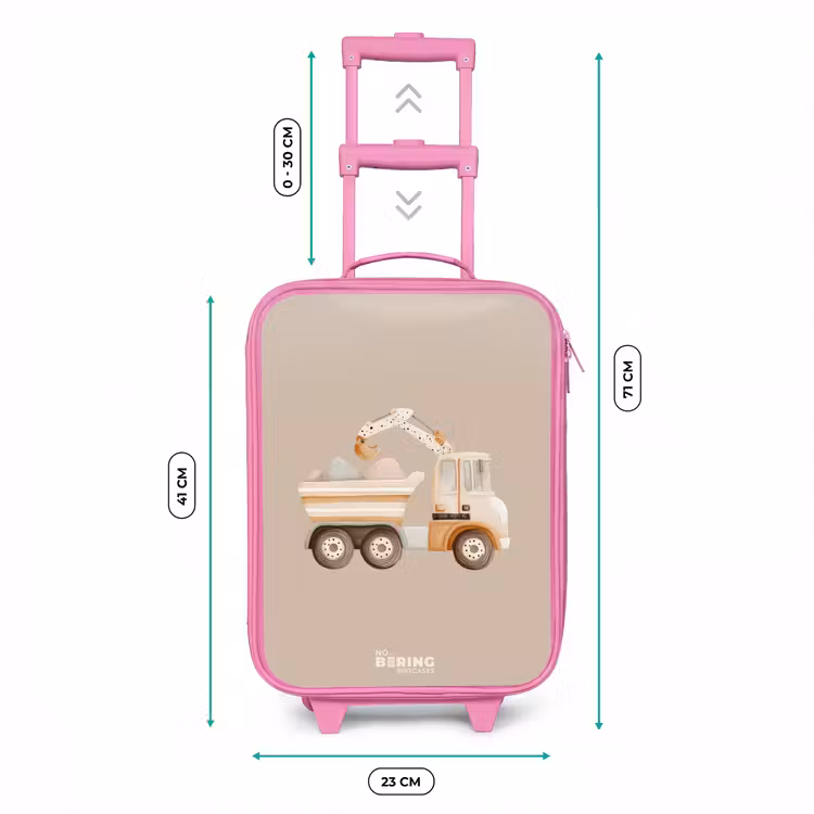 Valise enfant - Rose - Camion-benne jaune dans des couleurs neutres — 6