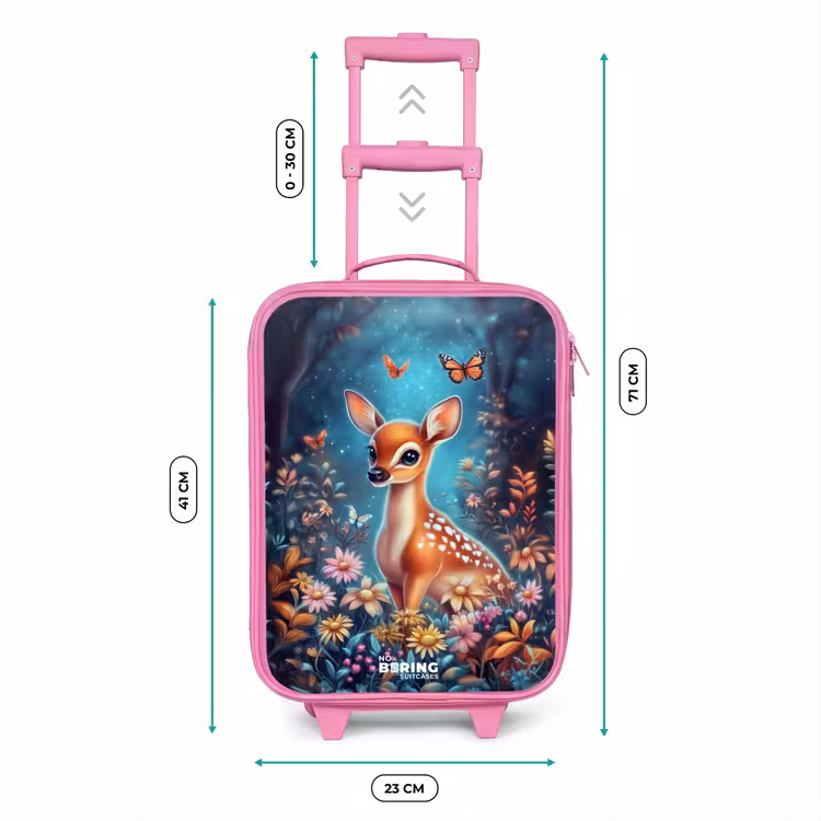 Valise enfant - Rose - Cerf parmi les fleurs dans une forêt enchantée — 6