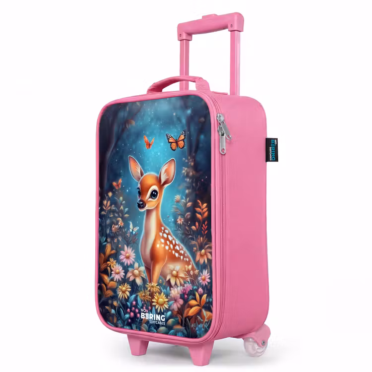 Valise enfant - Rose - Cerf parmi les fleurs dans une forêt enchantée — 8
