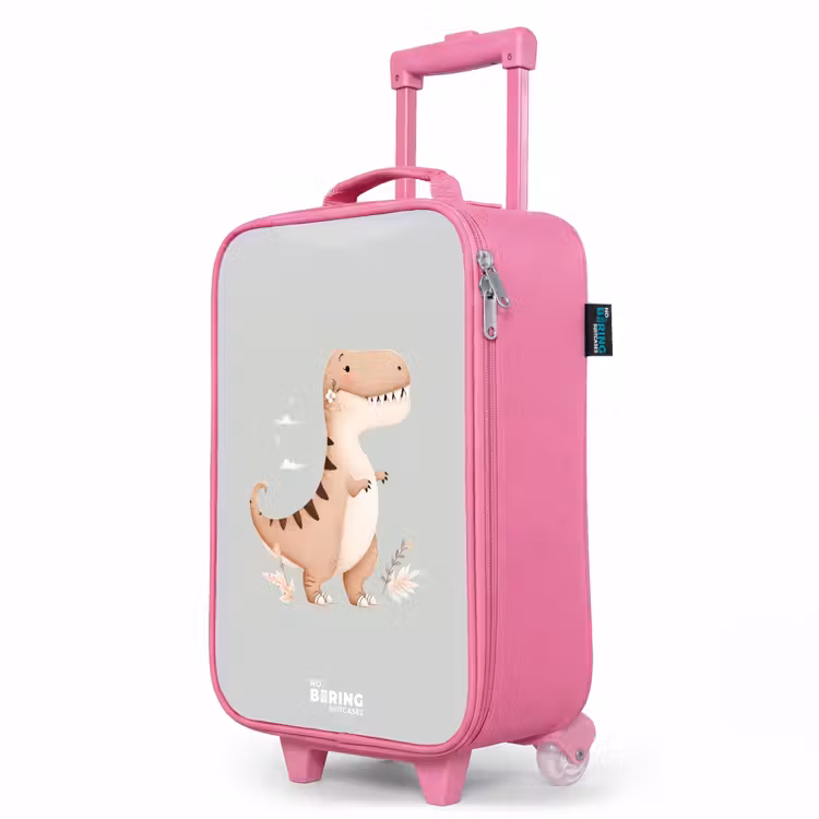 Valise enfant - Rose - Dino en beige et gris — 8