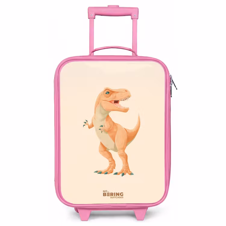 Valise enfant - Rose - Dino T-rex en couleur orange — 1