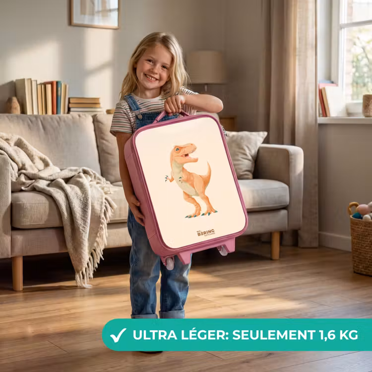 Valise enfant - Rose - Dino T-rex en couleur orange — 3