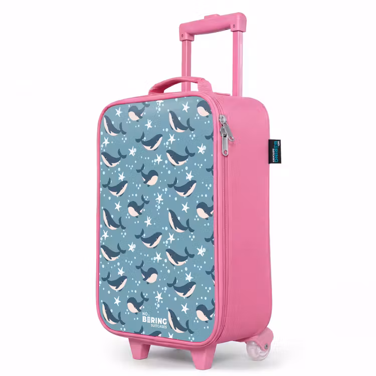 Valise enfant - Rose - Motif de baleine bleu foncé avec étoile de mer — 8