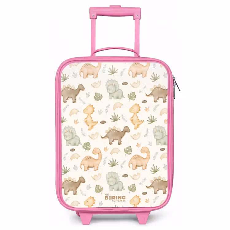 Valise enfant - Rose - Motif de dinosaures dans des couleurs pastel — 1
