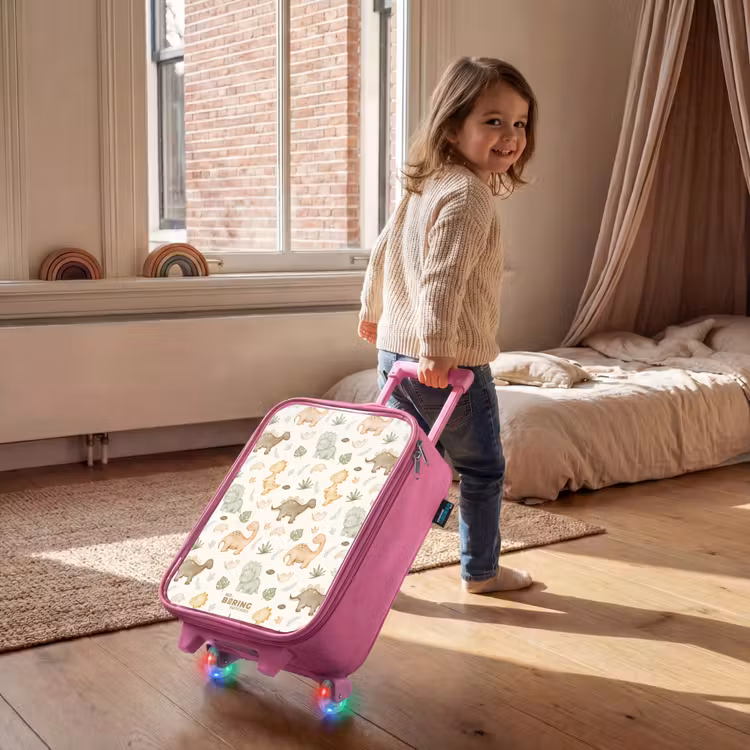Valise enfant - Rose - Motif de dinosaures dans des couleurs pastel — 2