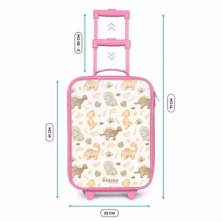 Valise enfant - Rose - Motif de dinosaures dans des couleurs pastel — 6