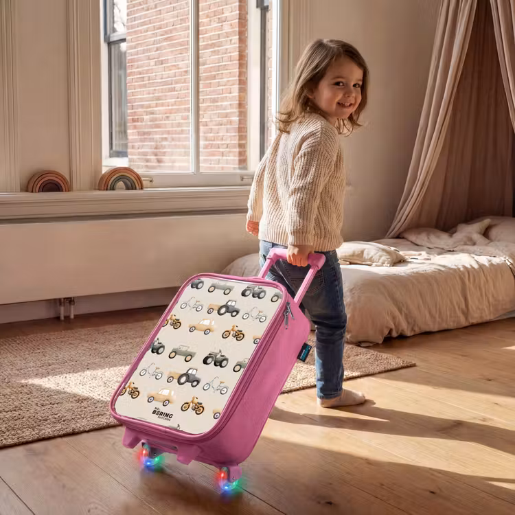 Valise enfant - Rose - Motif de véhicule rétro — 2