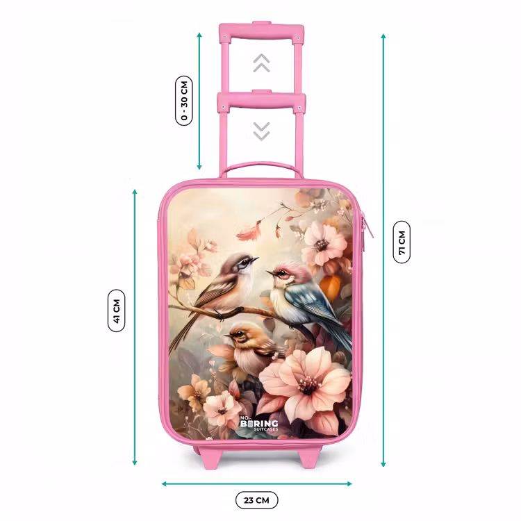Valise enfant - Rose - Oiseaux aux fleurs roses — 6