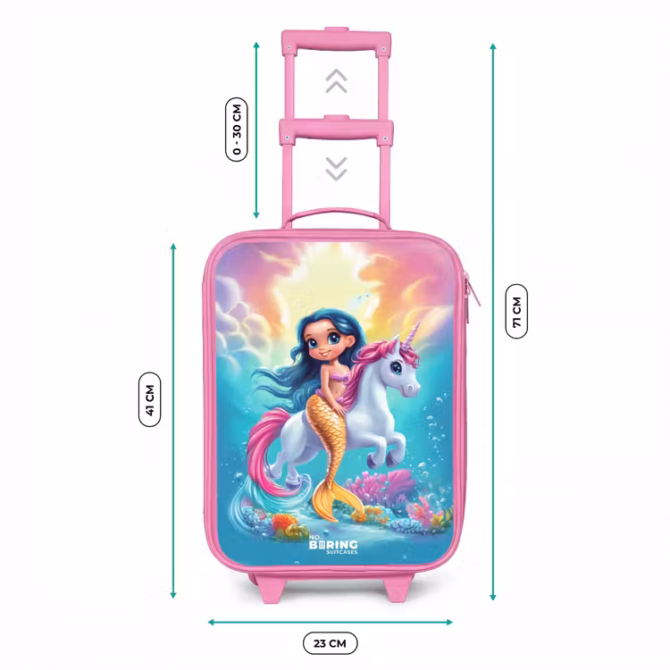 Valise enfant - Rose - Sirène à queue d'or avec une licorne blanche — 6