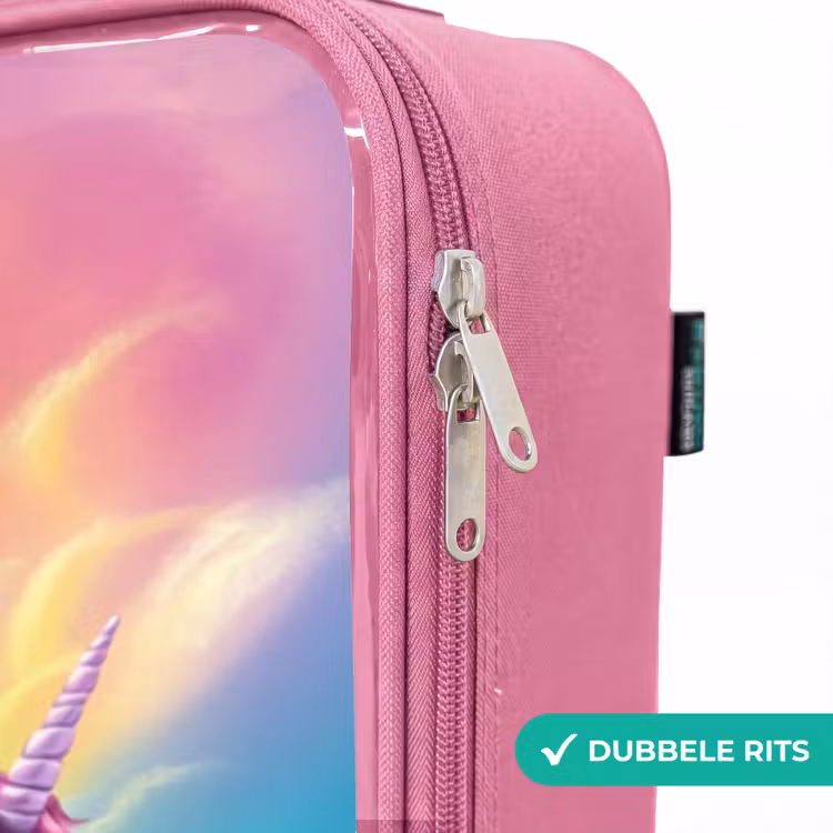 Valise enfant - Rose - Sirène à queue d'or avec une licorne blanche — 7