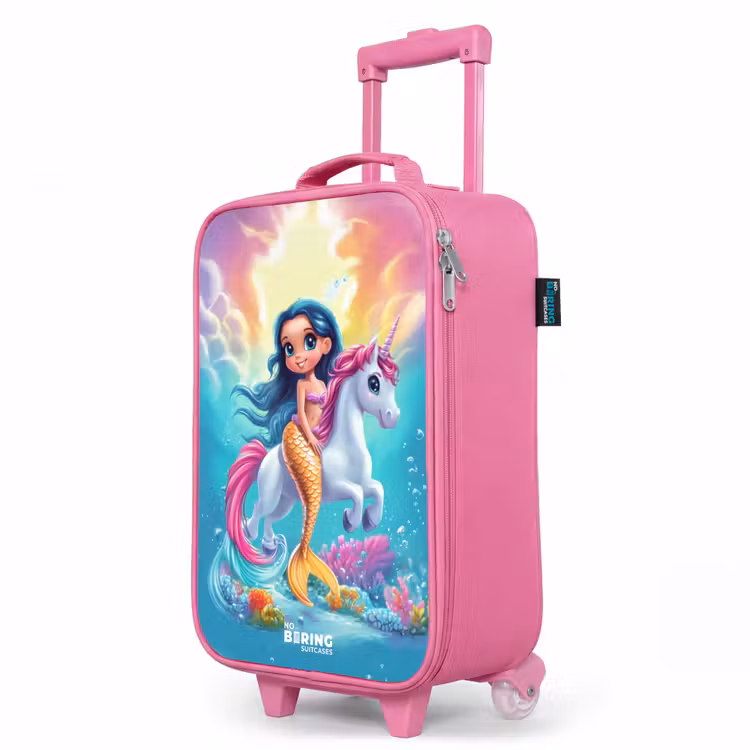 Valise enfant - Rose - Sirène à queue d'or avec une licorne blanche — 8