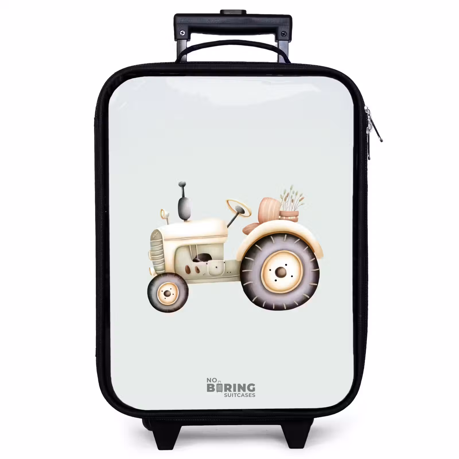 Valise enfant - Tracteur vintage beige aux couleurs vertes pastel — 1