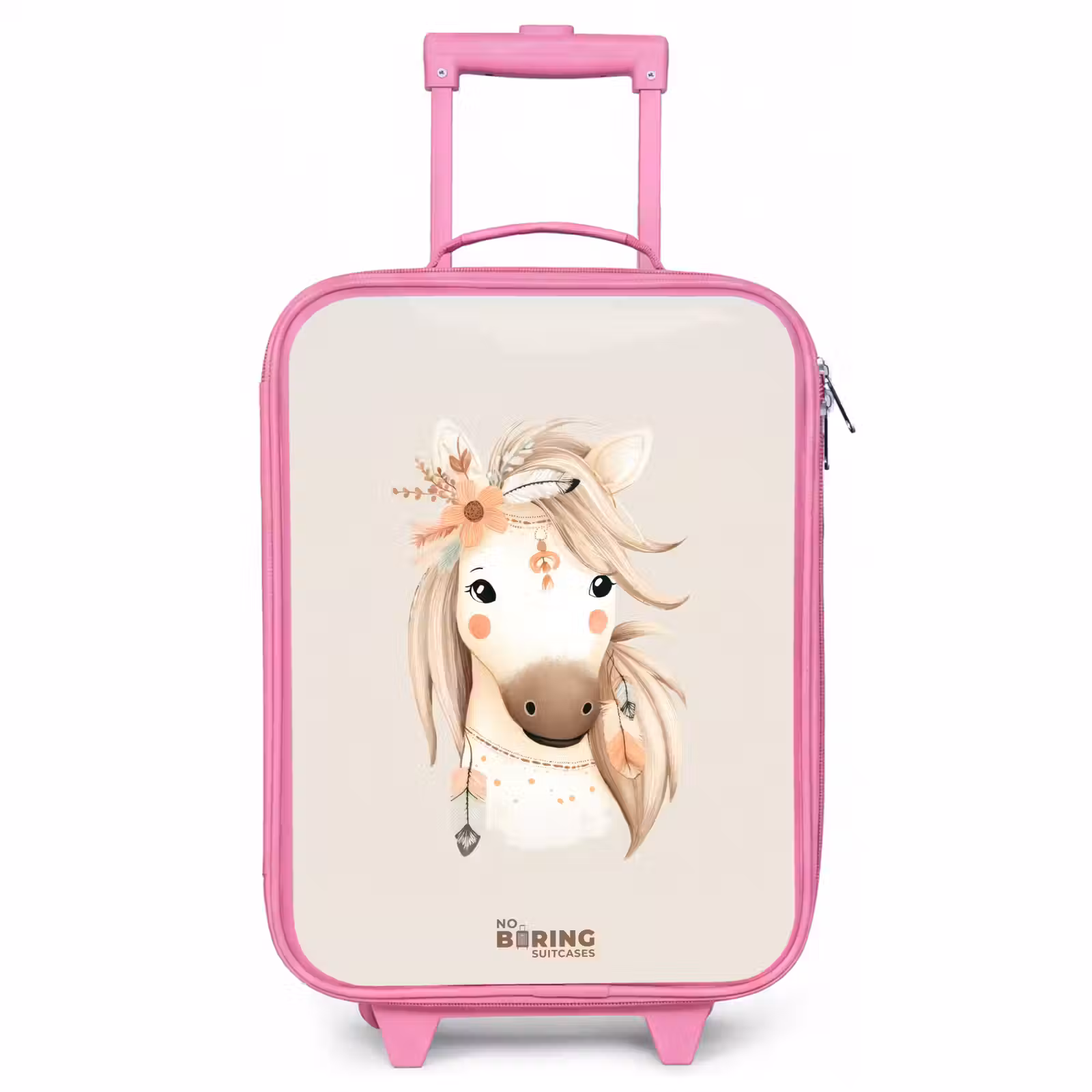 Valise enfant - Rose - Cheval de bohème aux couleurs pastel — 1