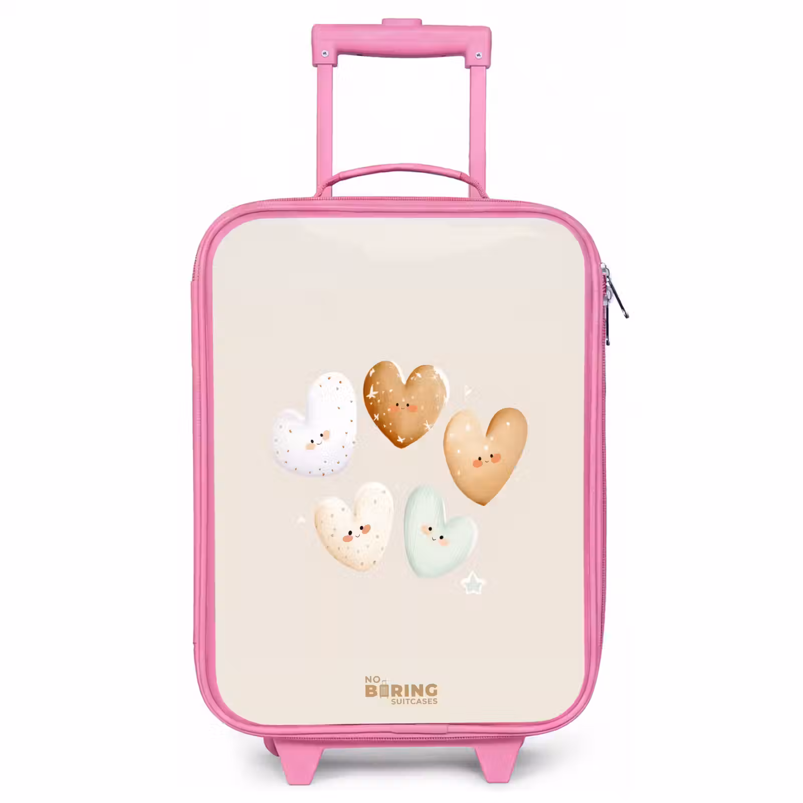 Valise enfant - Rose - Coeurs dans des tons beiges doux — 1