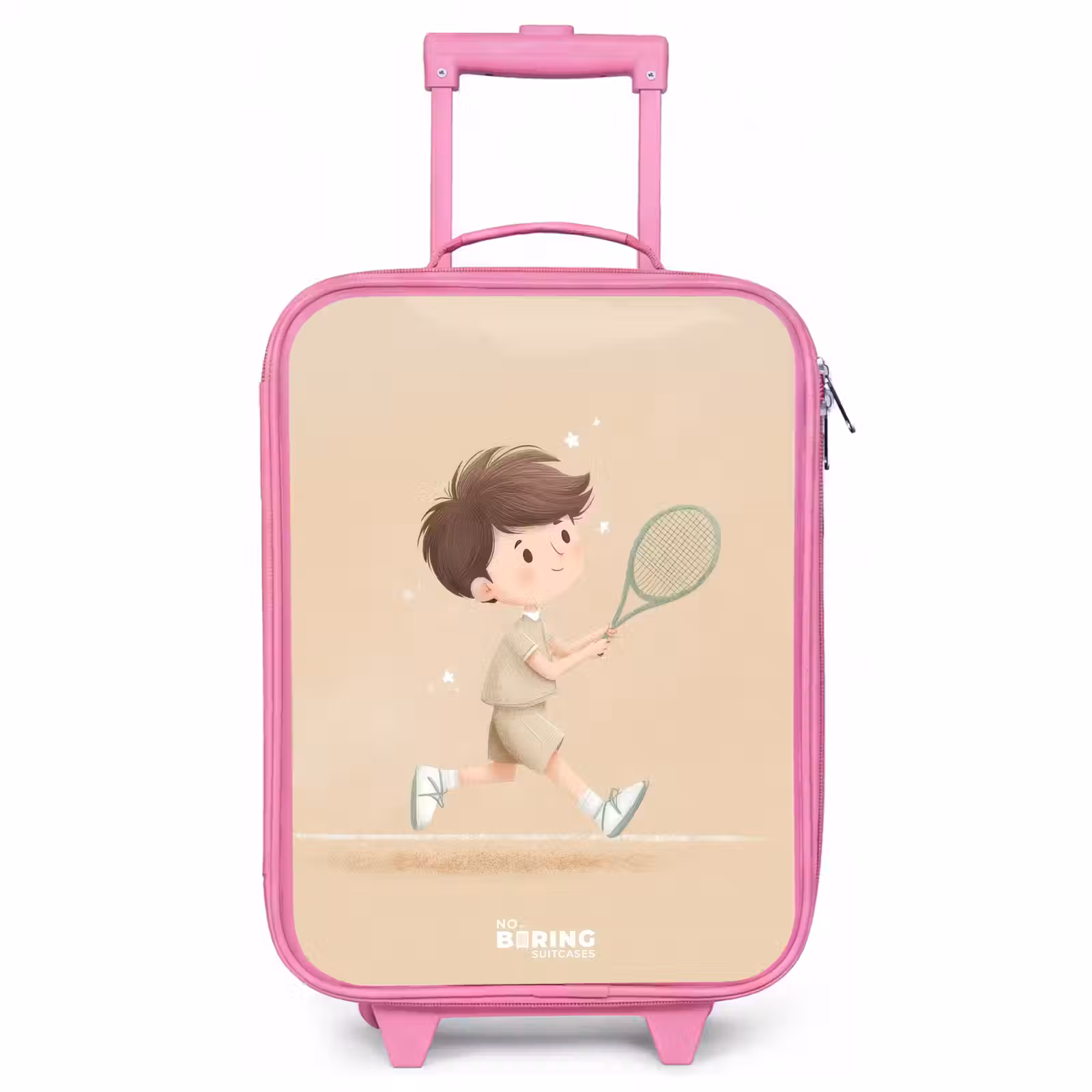 Valise enfant - Rose - Garçon jouant au tennis sur fond de sable — 1