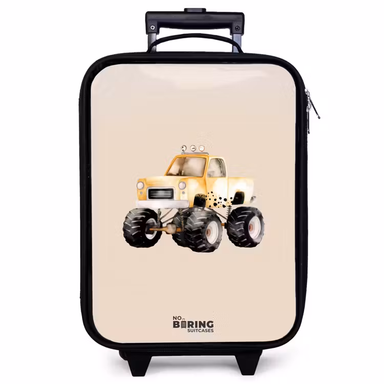Valise enfant - Camion monstre jaune sur fond beige — 1