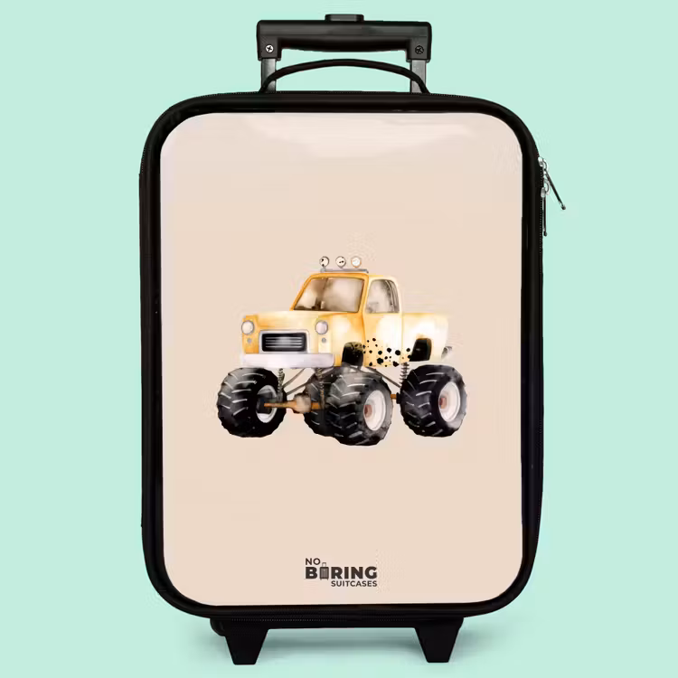 Valise enfant - Camion monstre jaune sur fond beige — 3