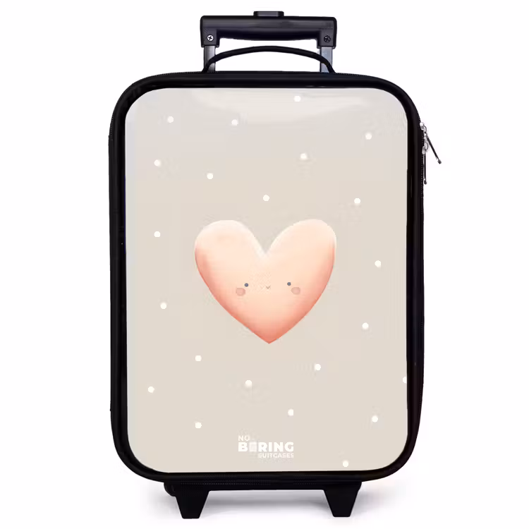 Valise enfant - Coeur rose entouré de points beiges — 1