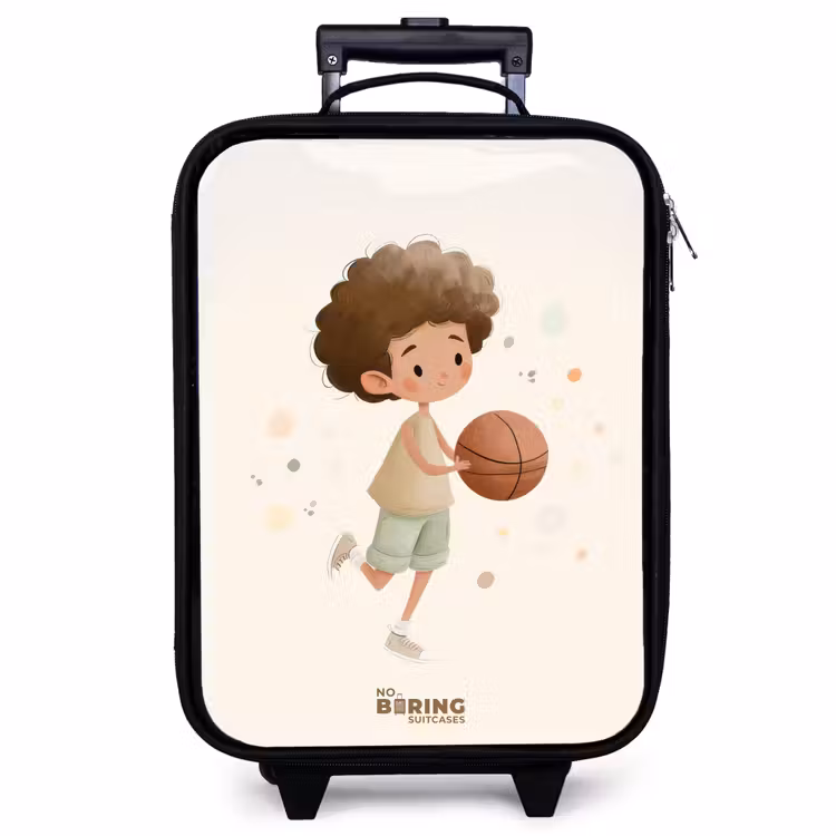 Valise enfant - Garçon avec un ballon de basket en couleur beige — 1