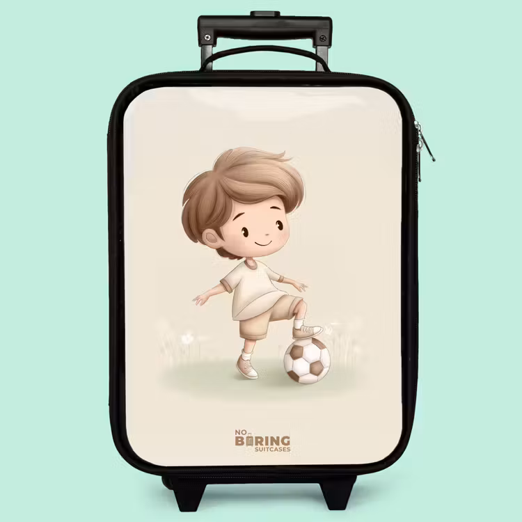 Valise enfant - Garçon avec un ballon de football dans des tons bruns — 3