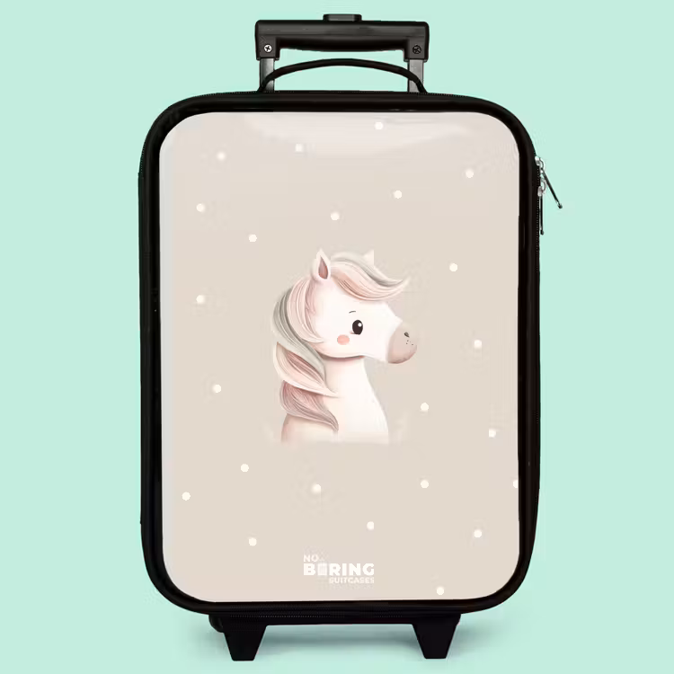 Valise enfant - Poney entouré de points de couleur beige — 3